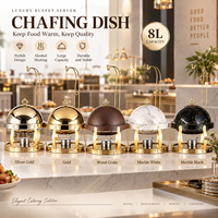Chauffe-Plat Suspendu de Luxe 8L en Gros, Marbre Noir, Marbre Blanc, Grain de Bois, Doré, pour Buffet, Mariage, Hôtel
