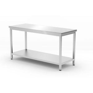 Table de rangement centrale de cuisine profilée 1600x600x(H)850mm avec étagère - Profondeur 600mm, fixée par boulons - Product Image 1