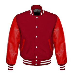 Vente en gros de vestes universitaires vierges à manches en cuir rouge personnalisées vestes Letterman veste universitaire grecque pour homme - Product Image 2