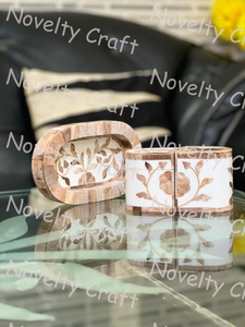 Ensemble de bougies chauffe-plat et de boîtes en bois de nacre incrustées de nacres indiennes pour les célébrations religieuses comme le Ramadan et les cadeaux de l'Aïd - Product Image 2
