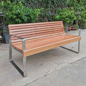 Parc urbain <span class=keywords><strong>extérieur</strong></span> <span class=keywords><strong>banc</strong></span> <span class=keywords><strong>en</strong></span> acier inoxydable <span class=keywords><strong>avec</strong></span> <span class=keywords><strong>dossier</strong></span> chaise <span class=keywords><strong>en</strong></span> <span class=keywords><strong>bois</strong></span> style moderne mobilier urbain - Product Image 4