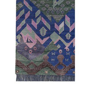 Manchaha Luxury Blue Hand Knotted Wool Bamboo Silk <b>Carpet</b> Geometric Floral Washable Jute Floor Rugs for Home for Teens-LES-2858 - Product Image 4