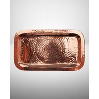 Plateau de service rectangulaire en cuivre martelé artisanal vintage, couleur personnalisée, finition antique polie, 12x7 pouces