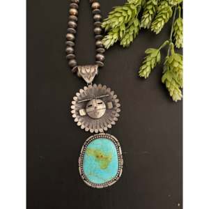 Pendentif Freddy Charley en turquoise de la montagne Sonoran et argent sterling avec sertissage clos, cadeau - Product Image 1