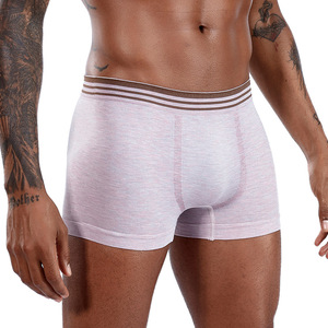 Boxer haute élasticité sans couture de grande taille en sous-vêtements colorés en coton OEM avec logo brodé personnalisé pour hommes - Product Image 1