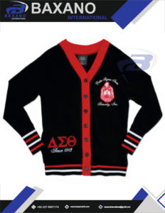 Pull-over Sororité DST, pull d'hiver à imprimé frontal, lettres grecques brodées, boutonné, pull en tricot vintage pour femmes - Product Image 5