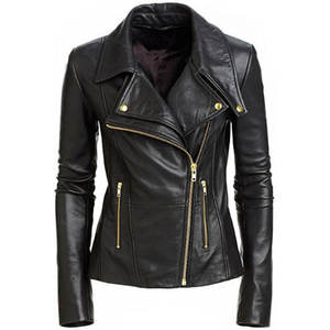 แจ็คเก็ตหนัง แฟชั่น หนังแกะแท้ สไตล์วินเทจ แจ็คเก็ตหนังวัวแท้ ดีไซน์ทันสมัย เสื้อคลุมคุณภาพพรีเมียมสำหรับผู้หญิง - Product Image 1