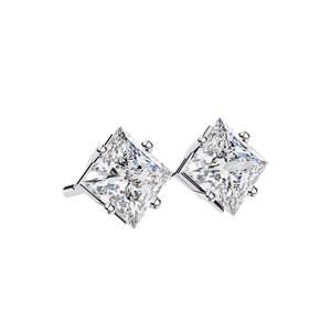 Boucles d'oreilles clous en diamant de laboratoire taille princesse, solitaires 1 carat, disponibles en or 10K, 14K, 18K et argent 925, classiques pour femme - Product Image 5