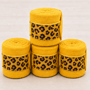 Ensemble d'équitation imprimé léopard : tapis de selle, cache-mouches, protège-ventres, protège-attelles, bandages de polo – Ensemble assorti polyvalent - Product Image 6