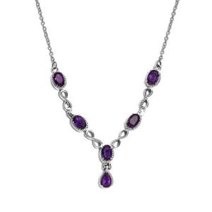 Collar de amatista de plata 925 para mujer, collar de cadena de piedras preciosas con corte de pera ovalado, elegante joyería de piedra púrpura, regalo, ropa de fiesta - Product Image 1