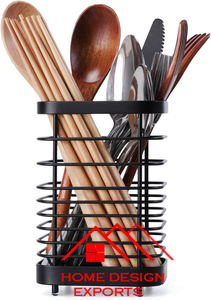 Soporte para utensilios de alambre de hierro Chapado en negro de diseño Premium de Venta caliente con Base de madera 2024 accesorios de cocina más vendidos - Product Image 6