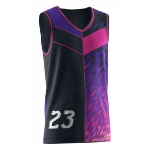 Camiseta de Baloncesto Sublimada Personalizada para Hombre, Talla Grande, 100% Poliéster, Transpirable y de Secado Rápido, con Puños Acanalados - Product Image 5