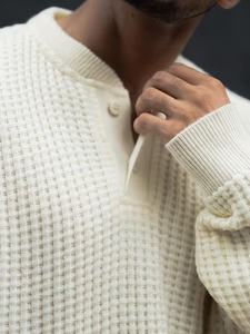 <b>Mens</b> 100% Cotton <b>Henley</b> Tshirt Custom Design Long Sleeve <b>for</b> Streetwear Knitted Fabric - Product Image 3