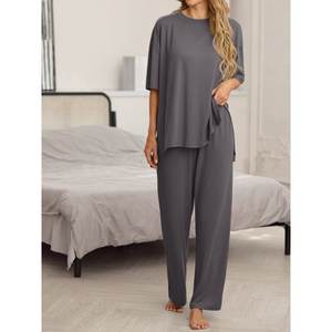 Conjunto de ropa deportiva informal de verano para mujer, transpirable, de secado rápido, para Fitness, Yoga, tenis, hombro caído, Color de golpe, dos piezas para mujer - Product Image 2