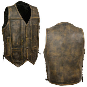 Gilet sans manches en cuir véritable pour hommes pour club de motards Commandes en gros Fabriqué au Pakistan - Product Image 1