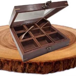Custom Design <b>Wooden</b> Spice <b>Storage</b> Caddy Seasoning Herb Spice Masala Box With Spoon <b>Storage</b> Container with Spice Box & <b>Rack</b> - Product Image 4