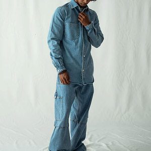 เสื้อสำหรับผู้ชายเสื้อผ้าแนววินเทจสำหรับผู้ชายเสื้อยีนส์สีพื้นแฟชั่นใส่กลางแจ้งผ้าเดนิมสำหรับฤดูร้อน - Product Image 4