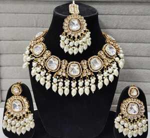 Joyería India Kundan Dulhan Set para Mujer y Niña, Collar Pesado Multicolor con Pendientes y Gargantilla para Fiestas y Regalos - Product Image 5