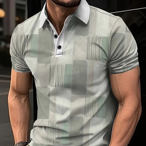 Camiseta de Golf 2025 para Hombre, de Poliéster/Algodón, 220g, Tejido de Punto, Casual, Manga Corta, Cuello con Botones, Secado Rápido - Product Image 6