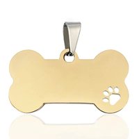 Forma de hueso de acero inoxidable personalizada con etiqueta de identificación de perro en blanco de pata para grabar información de mascotas