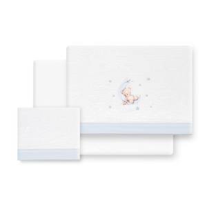 Juego de Ropa de Cama de 3 Piezas en Felpa de Coral para Cochecito - Modelo Oso Luna con Patrón Tejido - Product Image 1