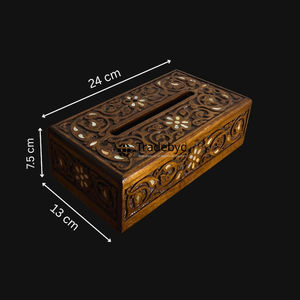 Modern Premium Quality Wooden Carved <b>Floral</b> Pattern Engraved Tissue <b>Box</b> Stylish Tabletop Holder for Home and Office Tradebyd - Product Image 3