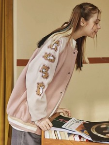 Chaqueta Varsity Vintage para Mujer 2026, Cuerpo de Lana, Mangas de Tela, Chaqueta de Béisbol, Logotipo Personalizado, Venta al Por Mayor - Product Image 4