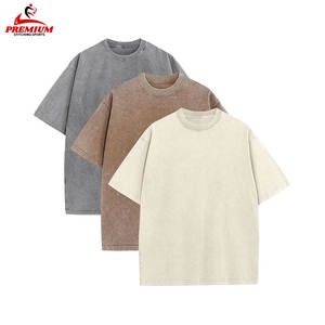 T-shirts brodés personnalisés pour hommes T-shirt en coton délavé à l'acide Impression bouffante surdimensionnée T-shirt vintage très détendu - Product Image 4