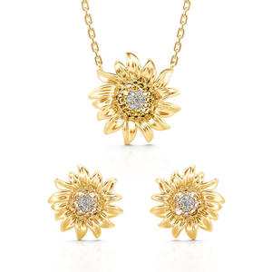 ชุดเครื่องประดับเงินแท้ชุบทองคำขาวลายดอกทานตะวัน Jeulia Sunshine สำหรับงานปาร์ตี้ - Product Image 1