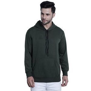 Sweat à capuche en molleton de coton à manches longues non imprimé pour homme - Product Image 1