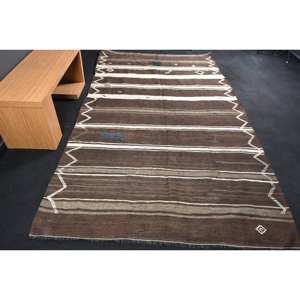 Alfombra clásica tradicional de lana marrón y blanca, alfombras de diseño de retazos de 6,1X10,6 pies, Alfombra de cabecera de látex rectangular para pasillo de 10mm para adolescentes - Product Image 1