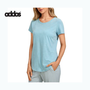 T-shirts à manches courtes surdimensionnés pour femmes coupe ample coton Polyester grande taille t-shirts de sport teints unis pour le confort des dames - Product Image 3