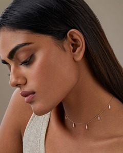 Collar con Diamantes Colgantes en Forma de Hoja, 0.48 Ct, Diamante Natural Color G-H, Claridad VS, Oro Sólido de 14K, Pieza de Joyería Natural Hecha a Mano - Product Image 3