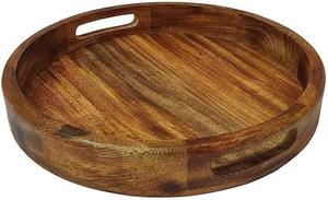 Plateaux de service et d'affichage ronds en bois à un niveau pour une utilisation de bureau de boisson de vaisselle - Product Image 2