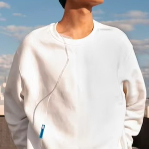 Oversize Hoodies <b>Sweatshirt</b> New Style Crew Neck Street Wear Blank Pullover <b>White</b> Crewneck Cotton Oversize <b>Men</b> Wearing - Product Image 2