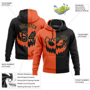 Sweat-shirts à capuche sportifs en gros de haute qualité avec logo et design personnalisés, orange, noir, or vieilli, motif 3D pour hommes et femmes - Product Image 2