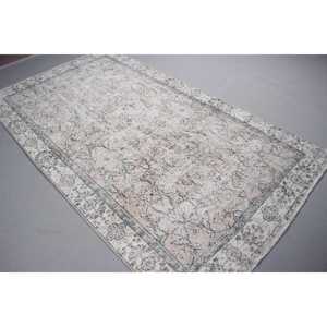 พรมวินเทจ ขนาดใหญ่ 4.9x8.4 ฟุต พรมขนสัตว์สีเทาขาว - Product Image 2