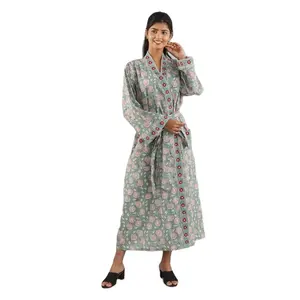 Nieuwe 2024 Salie Groene Puur Katoenen Gewaad Comfort Dames Nachtjapon Kimono Kamerjas Bruidsmeisje Jurken Vrouwen Badjas Kimono