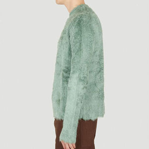 Suéter de Punto Verde para Hombre, Personalizado OEM y ODM 2025, Suéter de Mohair Transpirable de Manga Larga para Invierno - Product Image 3