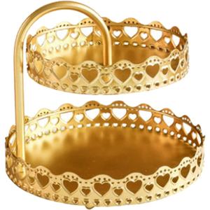 Support à gâteau élégant à 2 étages en métal doré, design durable et élégant pour les mariages, les fêtes et les présentations de desserts - Product Image 1