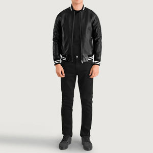 Chaqueta universitaria de cuero de primera calidad para hombre-Diseño vintage personalizado con cremallera Elegante capa urbana de invierno Tela suave para la comodidad - Product Image 6