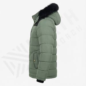Parka d'hiver à capuche longue et épaisse pour homme, grande taille, de haute qualité, isolée thermiquement, coupe-vent, en coton polaire, pour l'extérieur - Product Image 3