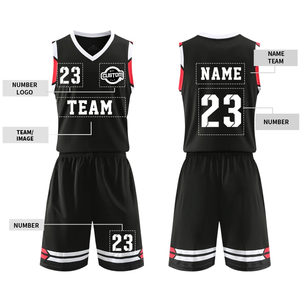 Uniformes de baloncesto de talla grande OEM para competiciones universitarias Clubes deportivos locales-Conjuntos de verano reversibles de secado rápido totalmente personalizados - Product Image 1
