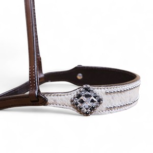 Sangle de nez en cuir de vachette premium, finition délavée à l'acide, quincaillerie en acier inoxydable pour l'équitation western, sangle de 1 mètre - Product Image 3