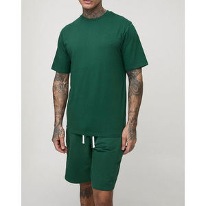 Ensembles d'été personnalisés pour hommes, t-shirt à manches courtes et ensembles courts Gym Fitness 100% coton, ensembles de shorts d'été - Product Image 4