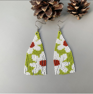 Only 2 Left and in 19 Baskets Seed Bead Earring - Native Earring - Fringe Earring - Product Image 1