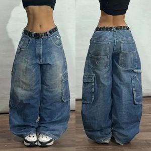 Nuevos Pantalones Vaqueros Anchos de Mezclilla para Mujer Estilo Hip-hop Vintage Americano con Bordado de Patrón Geométrico Jeans Holgados Casuales de Moda - Product Image 6