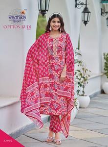 Pantalon Kurti à fleurs en pur coton pour femmes et Dupatta pour dames pantalon Kurti long et droit avec tenue décontracté Dupatta à fleurs - Product Image 5