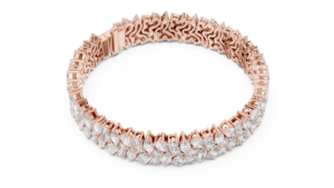 Elysian 14k <b>Rose</b> <b>Gold</b> Luxury Women's Celestia Double-Row Marquise Cut Pear Diamond Bracelet - Product Image 3