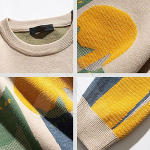 Pull en tricot à col rond décontracté pour homme, imprimé, 100% coton, pour l'hiver, avec motif personnalisé, pour la vente en gros - Product Image 3